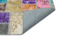 Iskece Beige Patchwork Wool Handmade Area Rug 5'4" x 8'6"