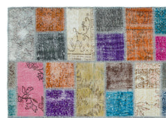 Iskece Beige Patchwork Wool Handmade Area Rug 5'4" x 8'6"