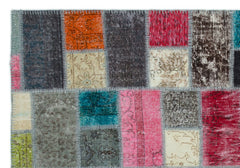 Iskece Beige Patchwork Wool Handmade Area Rug 5'4" x 8'5"