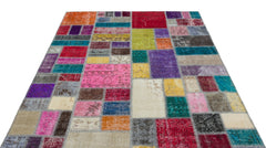 Iskece 20575 Beige Patchwork Wool Handmade Area Rug 5'7" x 7'7"