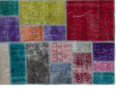 Iskece 20575 Beige Patchwork Wool Handmade Area Rug 5'7" x 7'7"