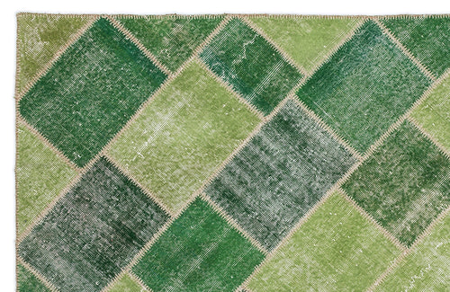 Iskece 2059 Green Vintage Wool Handmade Area Rug 5'3" x 7'7"