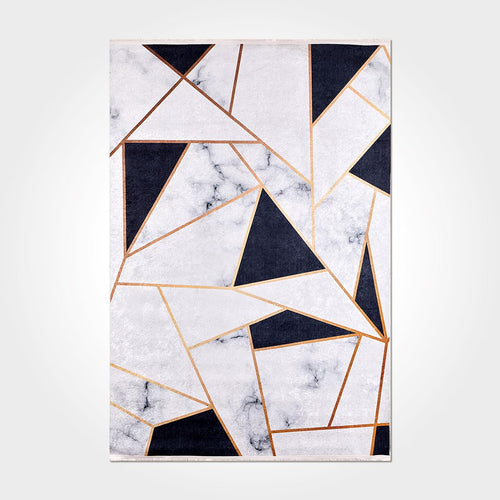 Geometric Area Rug – Washable Non Slip Chenille Cotton Carpet | Flatweave Floor Covering