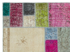 Iskece 20643 Beige Patchwork Wool Handmade Area Rug 5'7" x 7'7"