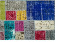 Iskece 20643 Beige Patchwork Wool Handmade Area Rug 5'7" x 7'7"