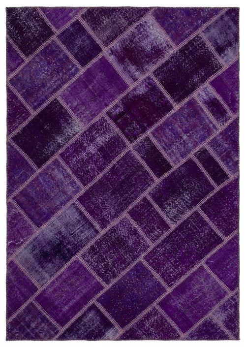 Iskece Purple Vintage Wool Handmade Area Rug 5'4" x 7'7"