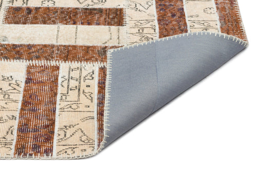 Iskece Beige Vintage Wool Handmade Area Rug 5'1" x 8'6"