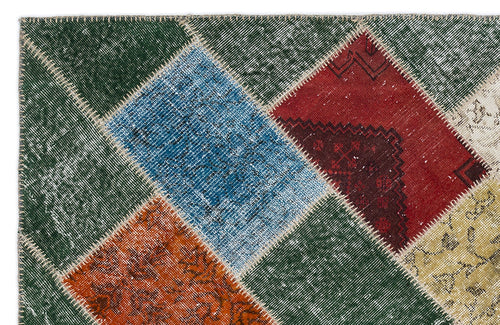 Iskece 2070 Green Vintage Wool Handmade Area Rug 5'3" x 7'7"