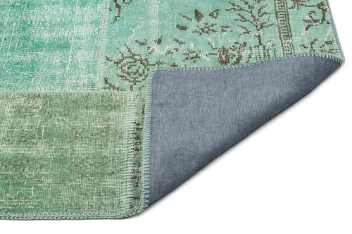 Iskece 20767 Green Vintage Wool Handmade Area Rug 5'3" x 7'7"