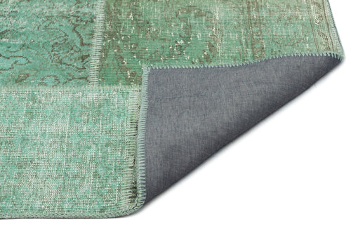 Iskece 20769 Green Vintage Wool Handmade Area Rug 5'3" x 7'7"