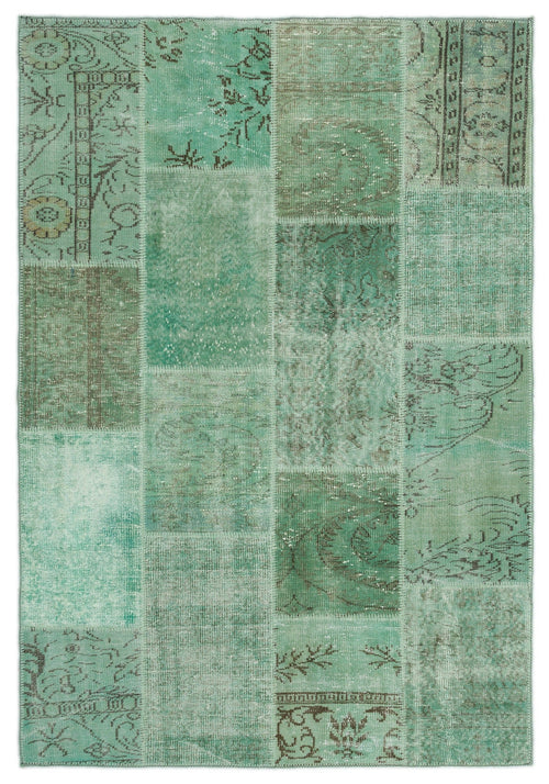 Iskece 20769 Green Vintage Wool Handmade Area Rug 5'3" x 7'7"