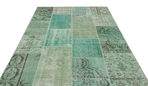 Iskece 20773 Green Vintage Wool Handmade Area Rug 5'3" x 7'7"
