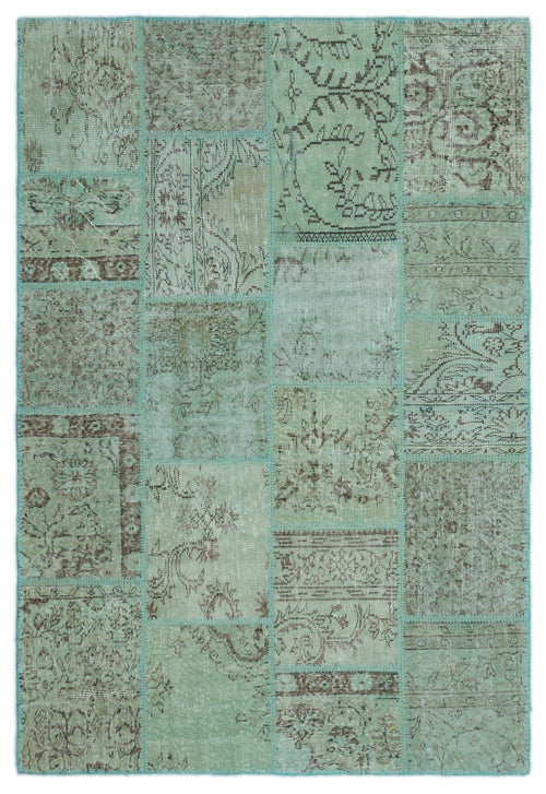 Iskece Green Vintage Wool Handmade Area Rug 5'3" x 7'8"