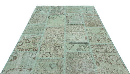 Iskece 20822 Green Vintage Wool Handmade Area Rug 5'3" x 7'7"