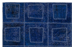 Iskece 2086 Blue Patchwork Wool Handmade Area Rug 5'3" x 7'7"