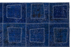 Iskece 2086 Blue Patchwork Wool Handmade Area Rug 5'3" x 7'7"