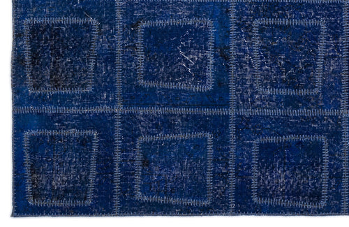 Iskece 2086 Blue Patchwork Wool Handmade Area Rug 5'3" x 7'7"