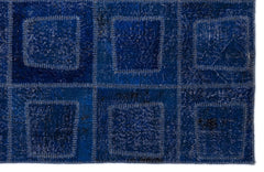 Iskece 2086 Blue Patchwork Wool Handmade Area Rug 5'3" x 7'7"