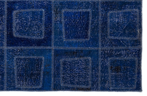 Iskece 2086 Blue Patchwork Wool Handmade Area Rug 5'3" x 7'7"
