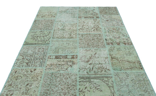 Iskece 20875 Green Vintage Wool Handmade Area Rug 5'3" x 7'7"