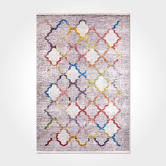 Geometric Area Rug – Washable Non Slip Grey Chenille Cotton Carpet