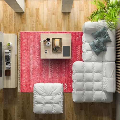 Benevento Red Modern Viscose Handmade Rug