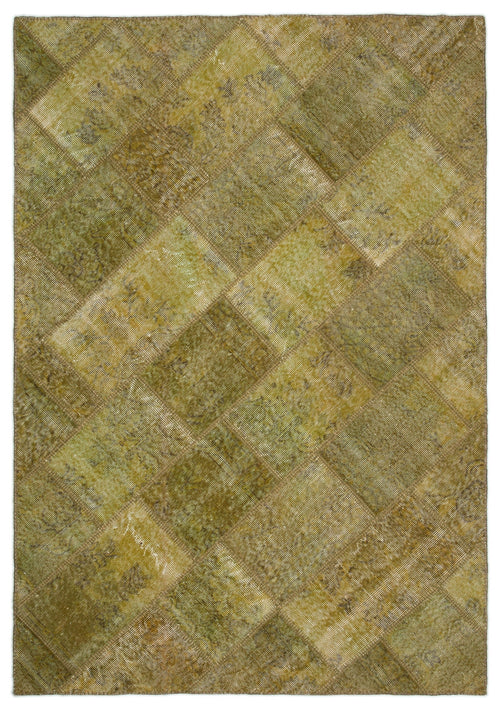 Iskece 20978 Green Vintage Wool Handmade Area Rug 5'3" x 7'7"
