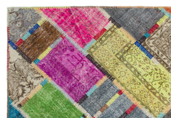 Iskece 20992 Beige Patchwork Wool Handmade Area Rug 5'3" x 7'8"