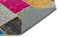 Iskece 20996 Beige Patchwork Wool Handmade Area Rug 5'4" x 7'6"