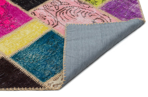 Iskece 21001 Beige Patchwork Wool Handmade Area Rug 5'3" x 7'7"