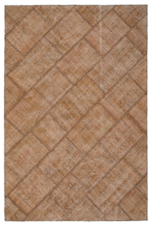 Iskece Brown Vintage Wool Handmade Area Rug 5'1" x 7'7"