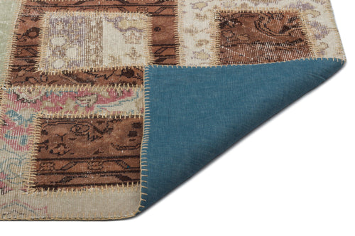 Iskece Beige Vintage Wool Handmade Area Rug 6'6" x 9'4"