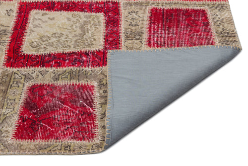 Iskece Red Vintage Wool Handmade Area Rug 6'4" x 9'3"