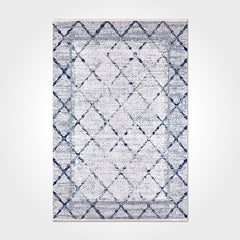 Grace Blue Geometric Chenille and Cotton Digital Print Area Rug