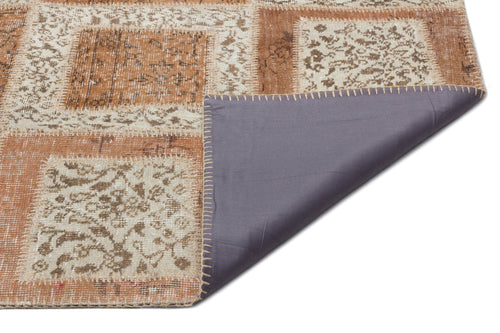 Iskece Beige Vintage Wool Handmade Area Rug 6'4" x 9'2"