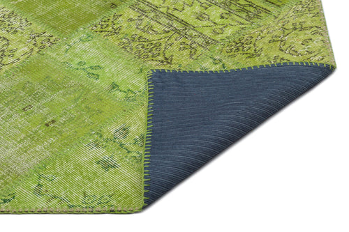 Iskece Green Vintage Wool Handmade Area Rug 6'3" x 9'4"