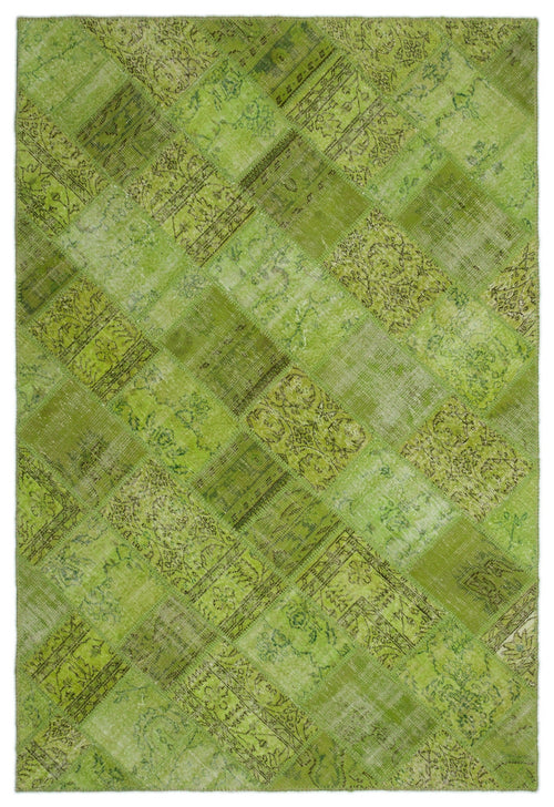 Iskece Green Vintage Wool Handmade Area Rug 6'3" x 9'4"