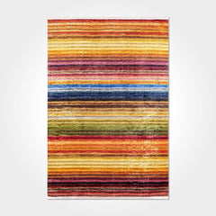Digital Print Area Rug - Washable Non Slip Striped Chenille Cotton Carpet