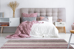 Purple Striped Kilim - Modern Woven Rug | Washable Non Slip Flatweave Carpet