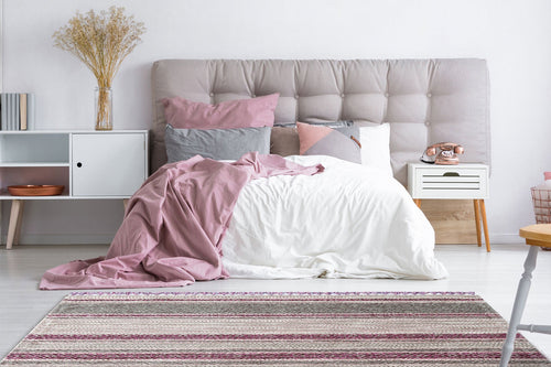 Purple Striped Kilim - Modern Woven Rug | Washable Non Slip Flatweave Carpet