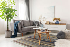 Blue Striped Kilim - Modern Woven Rug | Washable Non Slip Soft Textured Carpet