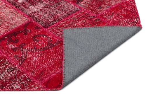 Iskece Red Vintage Wool Handmade Area Rug 5'3" x 7'8"