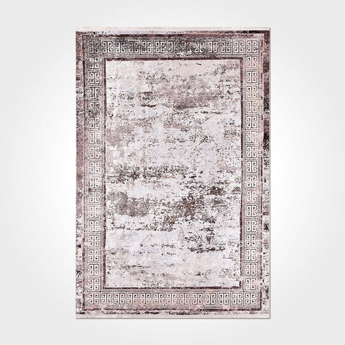 iras Brown Frame Chenille and Cotton Digital Print Area Rug