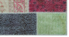 Iskece 21306 Beige Patchwork Wool Handmade Area Rug 2'7" x 4'11"