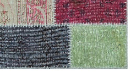 Iskece 21306 Beige Patchwork Wool Handmade Area Rug 2'7" x 4'11"