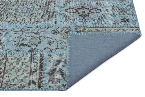 Iskece Blue Vintage Wool Handmade Area Rug 2'9" x 4'11"