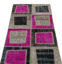 Iskece Beige Patchwork Wool Handmade Area Rug 2'5" x 4'11"