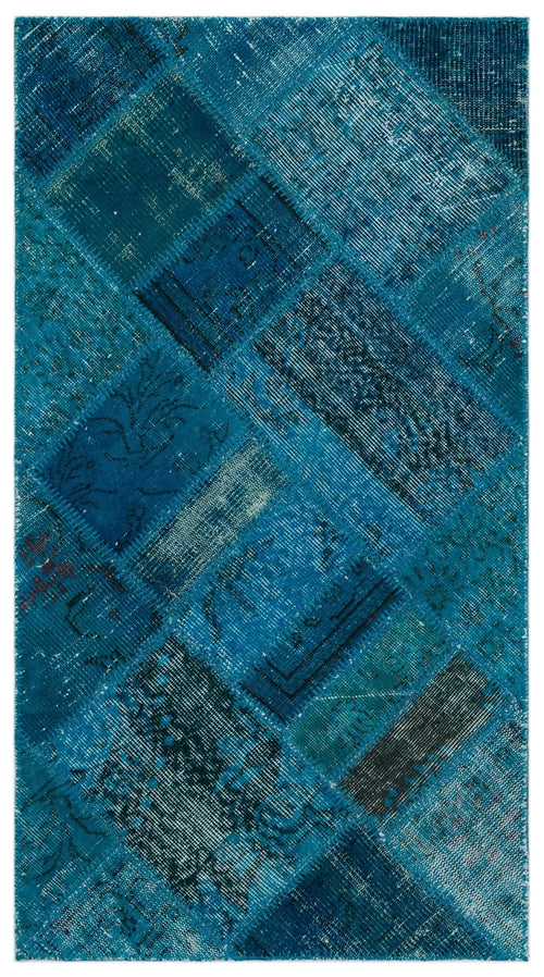Iskece Turquoise Vintage Wool Handmade Area Rug 2'8" x 4'11"