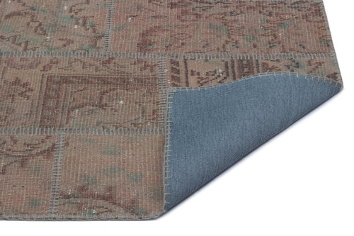 Iskece 21333 Brown Patchwork Wool Handmade Area Rug 2'7" x 4'11"