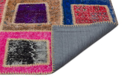 Iskece Beige Patchwork Wool Handmade Area Rug 5'3" x 7'11"